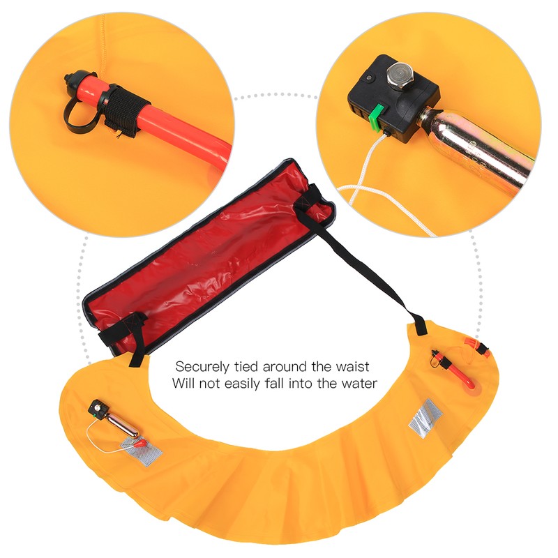 Portable Adults Inflatable Life Jacket Waist Belt with Reflective Tapes