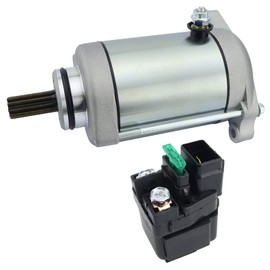 STABSOLI Starter Motor & Relay for Suzuki QuadRunner 500 98-02, QuadMaster 500 00-01, DR650SE 96-20, for Arctic Cat 400 2x4 4x4 98-02, 500 4x4 Auto 00-03, 500 4x4 Manual 03, 31100-44D10 3545-024