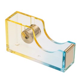 PATIKIL Tape Dispenser, Tape Dispenser Desk Cute Tape Desk Dispenser Holder Weighted Transparent Acrylic Weighted Gradient Heavy for Tape Office Desktop, Yellow Blue