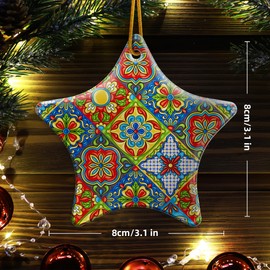 Christmas Ornaments 2025,Mexican Talavera Ornaments for Christmas Tree Holidays Ornaments Decorations,adornos de Navidad Ceramic Ornaments Xmas Gifts Idea for Home Decor