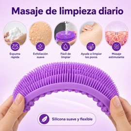 2 Piezas Cepillo Corporal de Silicona Doble Cara para Masaje y Exfoliación Negro y Morado, Suaves, Duraderos y Fáciles de Limpiar, Ideales para Bañarse y Masajear la Piel
