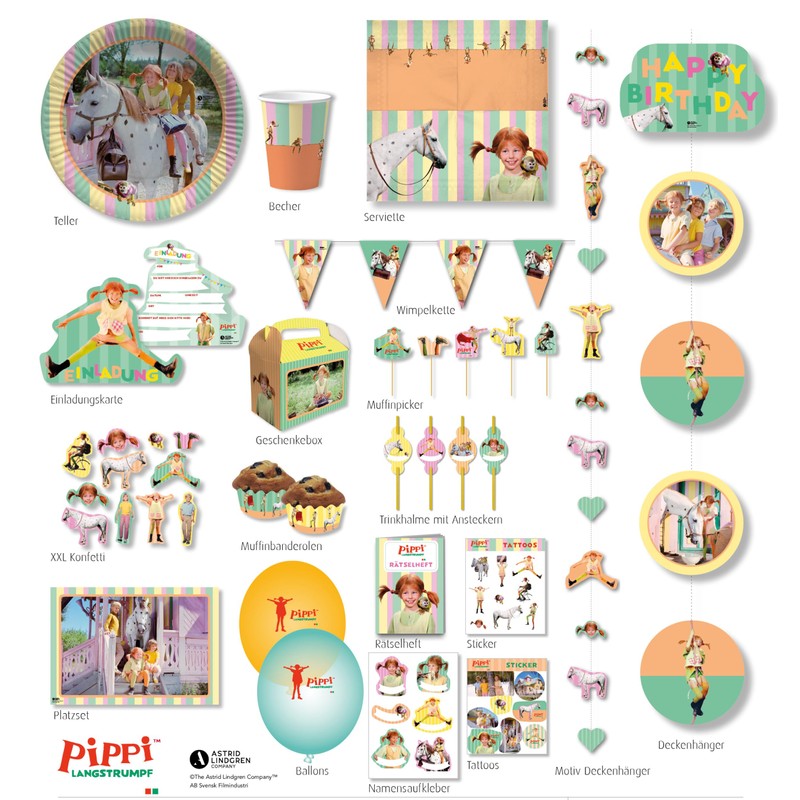 Pippi Longstocking Cupcake Banderoles Pack of 12 // Pippi Longstocking