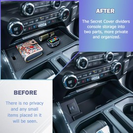 RUNROAD Center Console Secret Compartment Cover Compatible with Ford F150 2021-2025/2022-2024 Lightning XLT Accessories, Armrest Storage Lid for F 150 Hidden Panel (Not for Wireless Charging Console)