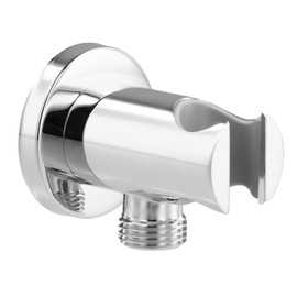 QWORK® Wall Water Supply Elbow with Shower Bracket Holde, Chrome Brass 1/2″ Shower Hose Connector, Universal Shower Holder, Easy Installation
