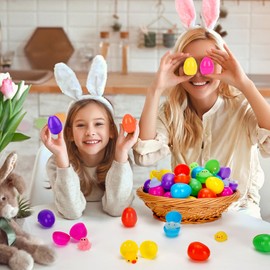 36 Pcs Prefilled Easter Eggs with Toys, Easter Eggs with Glitter Mini Soft Animals, Mochi Squishy Stress Relief Toys for Easter Basket Stuffers, Easter Eggs Hunt, Classroom Prize Supplies