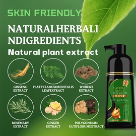 TWMINYUE Black Hair Dye Shampoo 6-in-1 Unisex Natural Herbal Formula, Hair Color Shampoo for Women&Man Long-Lasting Color for Grey Coverage Home & Salon (Natuarl Black)