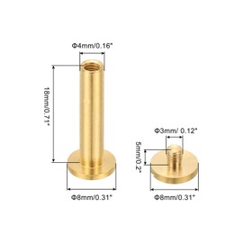 PATIKIL Chicago Screws, 20 Sets M4x18mm Brass Chicago Screw Phillips Binding Post Screw Rivets for Leather Belt Scrapbook Photo Albums, Gold