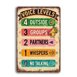 Classroom Decor Voice Level Metal Tin Sign Classroom Posters Class Rules Poster Classroom Supplies For Teachers Elementary Calm Down Posters For Classroom 8x12inches