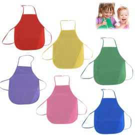 TMRBBesty 6 Pieces 6 Colours Aprons, Children's Aprons, Children's Craft Apron Set, Children's Apron, Children's Apron & Children's Cooking Apron for Drawing, Painting, Baking & Cooking - From 2 to 8