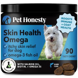 Omega Skin Health Chews for Dogs, Alaskan Salmon Oil, Omega-3 Fish Oil, Krill, Spirulina, Omega-3s, Healthy Skin & Coat, Itchy Skin, Dog Allergies, May Reduce Shedding (90 Count)