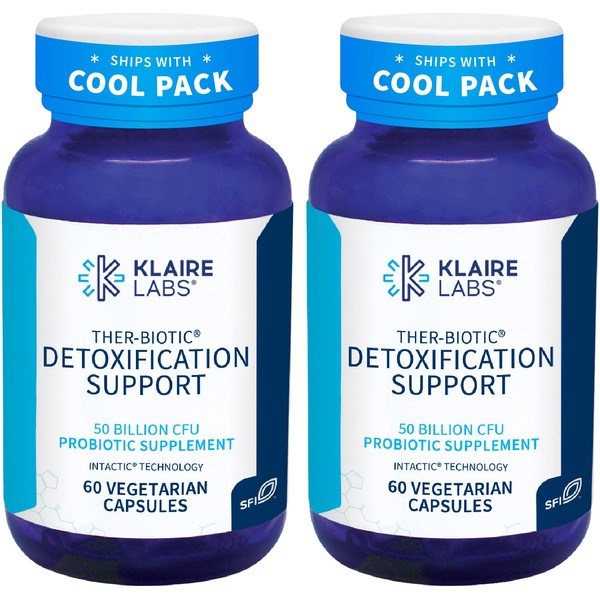 Klaire Labs Ther-Biotic Detox Probiotic Supplement - 50b CFU Probiotics - Supports Body Detoxification, Digestive & Colon Health - Hypoallergenic Lactobacillus & Bifidobacterium (60 Capsules / 2 Pack)