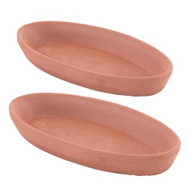 Handmade Oval Clay Pan Set of 2, Lead-Free Terracotta Pots for Cooking Fish, Meat, Vegetables, or Mushrooms, Unglazed Earthenware Pottery Cookware Suitable for Stovetop and Oven-Cooking (Small 9.1 in)
