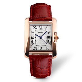 VenSten Women Watch, Lady Analog Quartz Casual Business Dress Waterproof Watches with Fashion Leather Band Birthday Gift 30M Roman Numerals Wrist Watch - Red