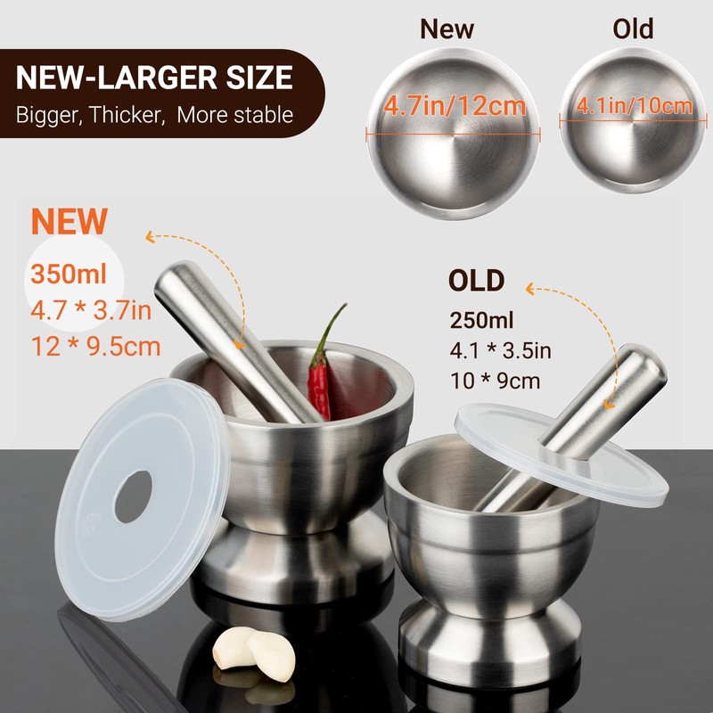 Tera 18/8 Stainless Steel Mortar and Pestle with Brush Spice