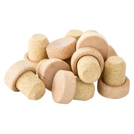 Handle Corks with Wooden Handle 19.5 mm | Wooden Handle Corks | Compressed Cork | Agglomerated | For Gin, Spirits, Oils and Juice | Cork from Portugal | Handle Size 29 x 12 mm (Pack of 10)