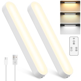 Barra de Luces LED Bajo Armario para Cocina, Lámpara LED Recargable 3600 mAh con Función de Temporizador, Luz Magnética Regulable Bajo con 3 Temperaturas de Color, 2 Paquetes
