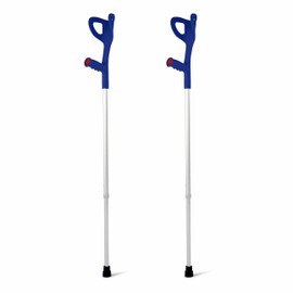 GAESCA Aluminium Elbow Crutches (Pair), Adjustable Height, Forearm Cuff, Comfort Grip with Reflectors (Blue)