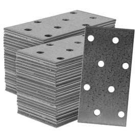 Repa Market 48-Pack 3.14 x 1.57 Inch Flat Brackets for Wood with Holes / Heavy Duty Steel Plate for Wood and Metal / Straight Flat Bracket Connector / Mounting Plate for Construction & DIY Projects