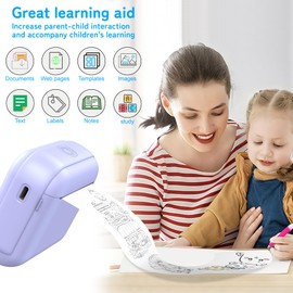Foluu Mini Bluetooth Thermal Printer - Portable Inkless Photo Text Label Maker for DIY Handcrafts, Sketches, Lists, Memo, Notes, Journals, Receipts - Instant Printing Machine (Purple)
