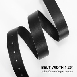 XZQTIVE Women Leather Belt with Circle Gold Buckle Fashion Ladies Waist Belt for Jeans Pants Dresses, Black(black Buckle), X-Large: fits waist from 42"-46"