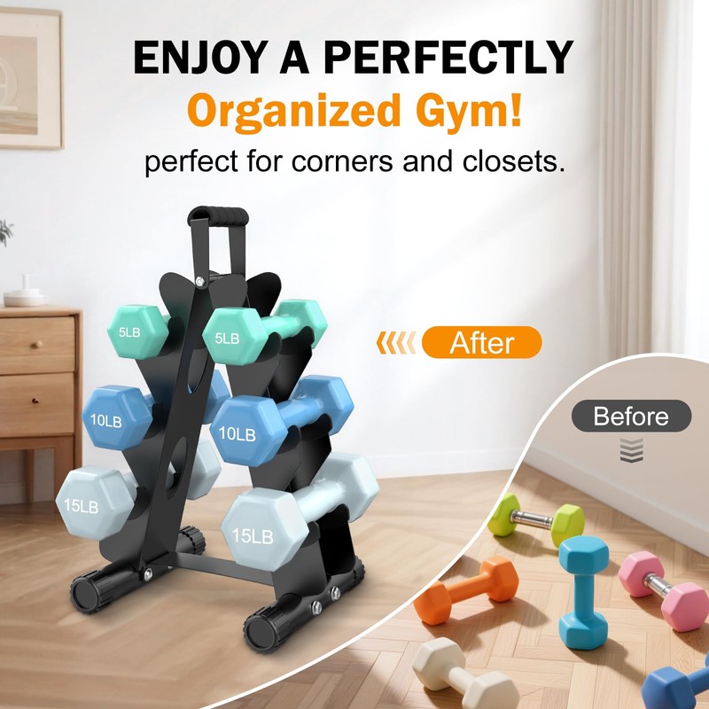 AmazeFan 5 Tier Dumbbell Rack Stand Only, A-Frame Design Weight