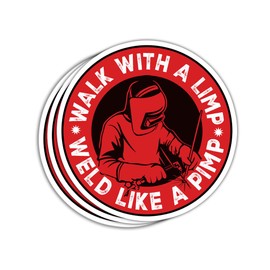SODAVA (3Pcs) Walk with A Limp Weld Like A Pimp Sticker, Blue Collar Stickers, Engineer, Welding Stickers, Lineman Sticker, Hard Hat Stickers, Tool Box, Helmet, Construction, Lineman, 3x4 inch