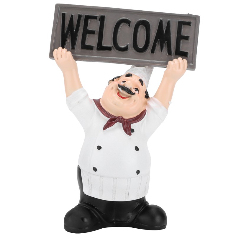 Chef Sculpture Raise Your Hands Welcome Resin France Cook Ornaments