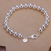 PMANY 925 Sterling Silver Plated Round Beads Bracelet, 8mm