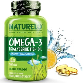 NATURELO NATURELO Premium Fish Oil - 1100mg Triglyceride Omega-3 Per Capsule - One A Day - Best for Heart, Eye, Brain & Joint Health - No Burps - Natural Lemon Flavour - 60 Softgels | 2 Month Supply
