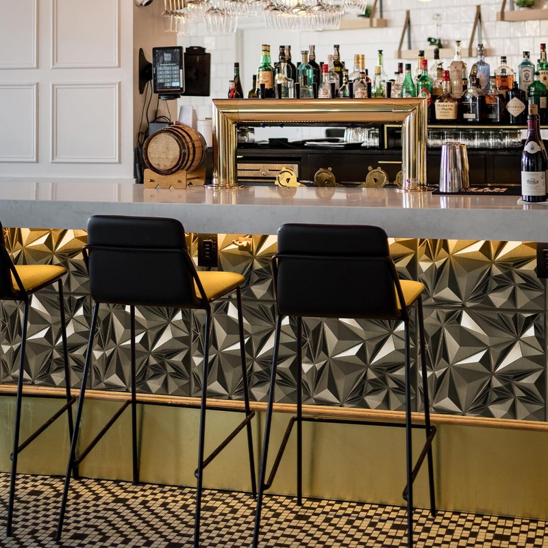 STICKGOO Diamond 3D Wall Panels, Brushed Silver Decorative Wall Covering
