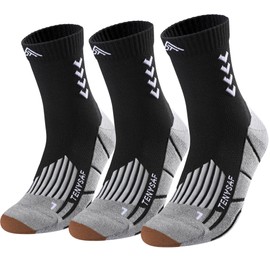 TENYSAF Compression Crew Running Socks: Athletic Socks for Men Women with Cushion,3 Pairs Work Hiking Basketball Sport Socks