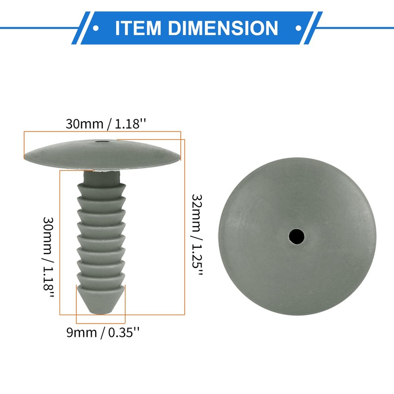 VekAuto 20 Pcs Plastic Rivet, 32x30mm Bumper Retainer Fastener Clips
