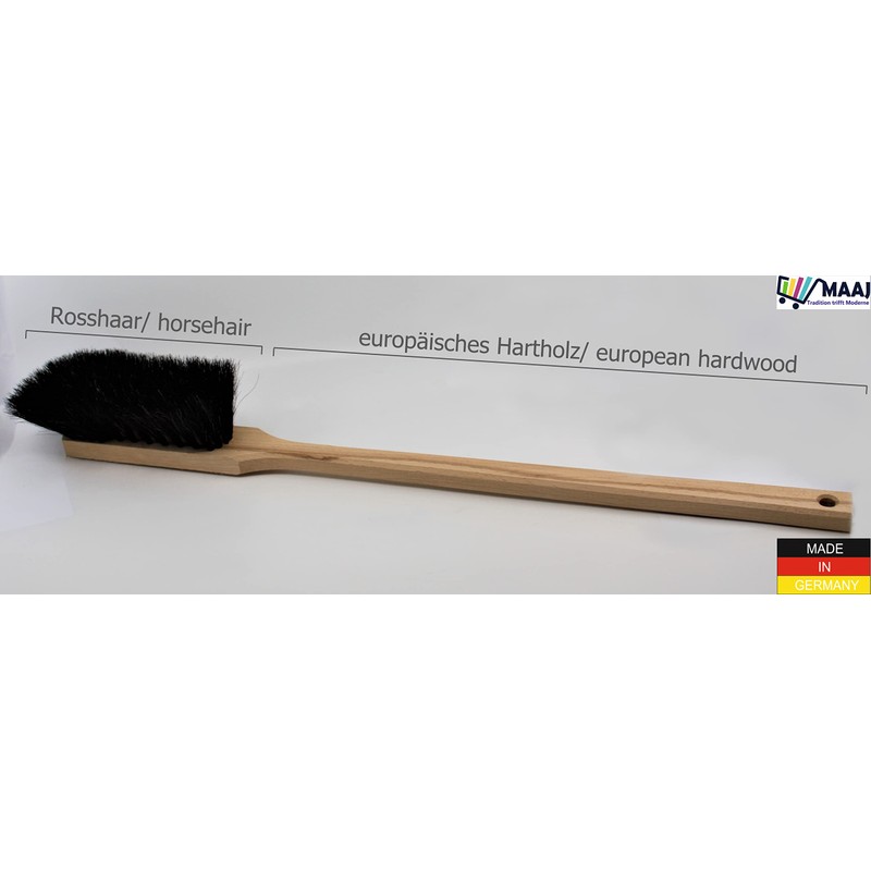 MAAJ Horsehair Hand Brush with Wooden Handle for Coarse and
