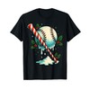 Baseball Cane Candy Bat Winter Holiday Artwork T-Shirt