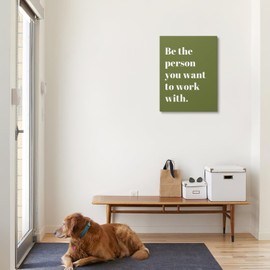 XWELLDAN Be The Person You Want to Work With Inspirational Quote Wall Art Canvas Prints,Team Work Motivational Quotes Wall Art Decor for Home Office Workplace, 11 x 14 Inch, Framed（olive green）