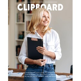 EYROZILL Clipboard with Storage, Clipboards for Letter Size, Clip Board with 5 Folders and 10 Pockets, Spiral Cute Clipboard for Office School Nursing, 8.5'' x 11'' (Black, Letter Size)