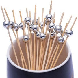 200pcs Cocktail Picks,12cm Pearl Fruit Sticks Handmade Sticks Cocktail Skewers Wooden Fancy Toothpicks