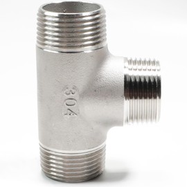 AGUTEA 304 Stainless Steel 1” Tee Male NPT T Shape 3 Way Cast Fitting (Pack of 1) (1 INCH)
