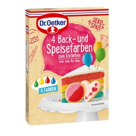 Dr. Oetker 4 Baking & Food Colours 4 x 20g Food Colours (Red, Blue, Yellow & Green) for Decorating and Decorating Various Pastries & Desserts, Reusable