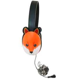 2810-FOX Listening First Headphones, Fox Motif; Adjustable and Flexible Headband; Slotted Baffles in Ear Cups; 3.5mm Plug; 5.5-Foot Attached Cord; Inline Volume Control