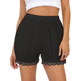 COOUFE Women's Cotton Shorts Lolita Pumpkin Bloomers Victorian Kawaii Short Pants for Cosplay Casual Wear Black L