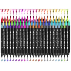 Piochoo Dual Brush Marker Pens, 72 Colored Markers Set with Fine Tip and Brush Tip for Kids,Art Markers for Adult Coloring