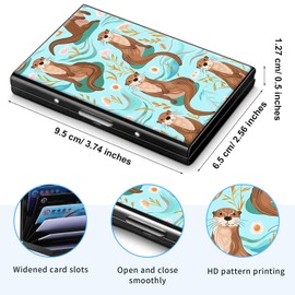 Qindaiwen RFID Blocking Stainless Steel Card Holder – Slim Metal Wallet with 6 Slots, Compact Card Wallet for Men & Women, Ideal for Credit, ID & Business Cards, Otter Pattern