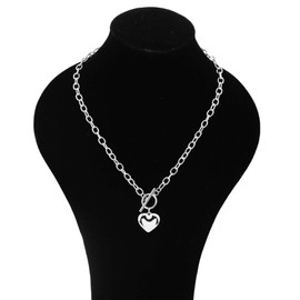 AREUM Necklace, Heart, Mantel Chain, Stainless Steel, Hypoallergenic, OT Hook, Stylish, Men's, Women's, Heart Necklace, Accessory, Stainless Steel, No Gemstone
