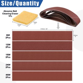 Glarks 23Pcs Sanding Belts and Sanding Discs Set Including 10Pcs 4 x 36 Inch 80/120/150/240/400 Grits Sanding Belts and 12Pcs 80/100/120/180/ 240/400 Grits Self Adhesive No-Hole Sticky Sanding Discs