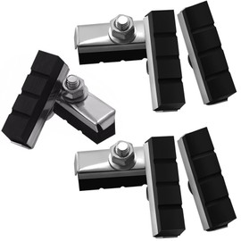 JOOTUEPO 4 Pairs Black Bike Brake Pads, Universal Bicycle Brake Rubber Pads Noise-free X-Type Brakes Blocks Cycle 40mm Vintage Bicycle Brakes Blocks with Hex Nuts and Spacer for Road Mountain Bikes