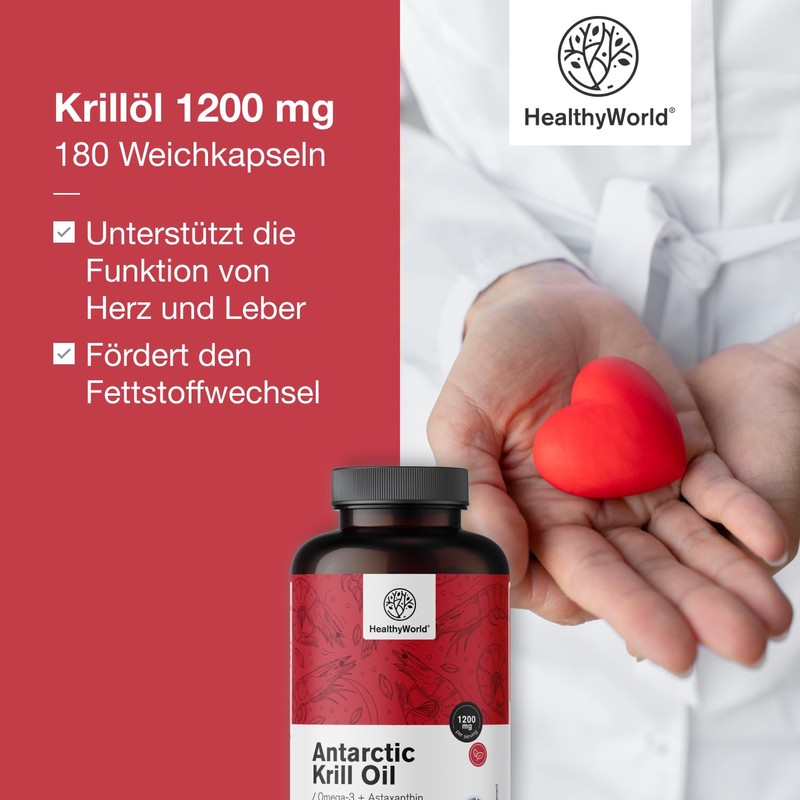 HealthyWorld Krill Oil 1200 mg - 180 Soft Capsules -