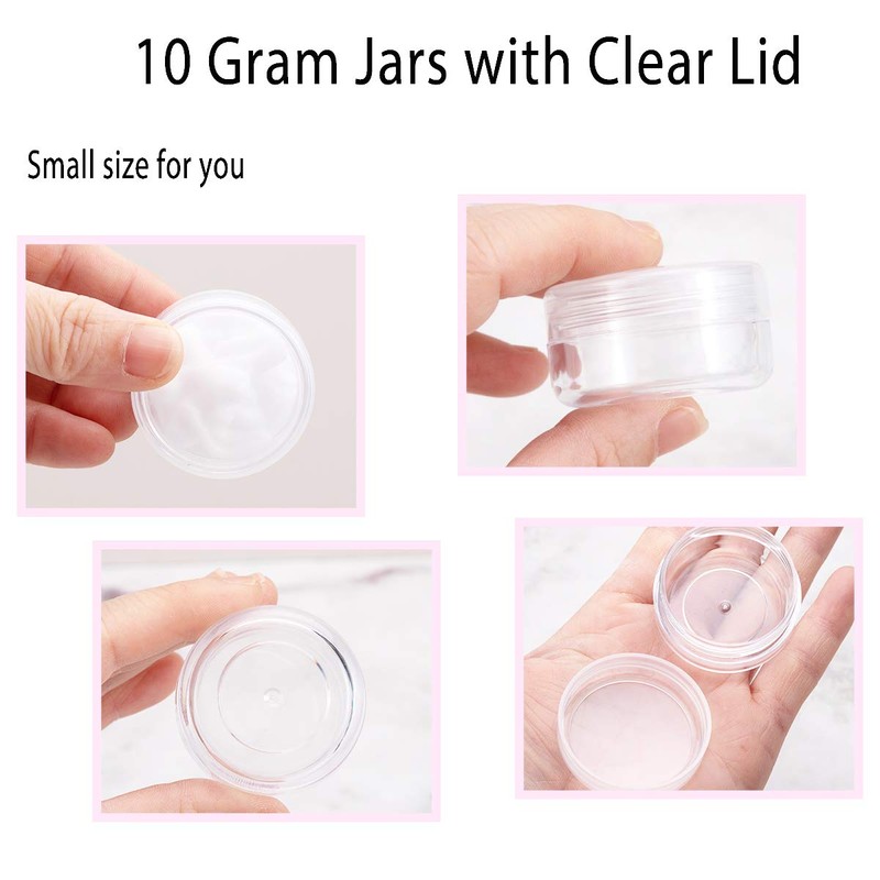 10 Gram Sample Containers with Lids, 10Pcs Clear Sample Jars,