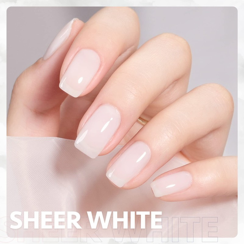 GAOY Jelly Nude Gel Nail Polish, 16ml Sheer White Translucent