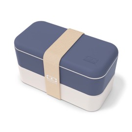 monbento - Bento Box MB Original Natural with Compartments Made in France - 2 Tier Leakproof Lunch Box for Work/School Lunch Packing and Meal Prep - BPA Free - Food Grade Safe Food Containers - Blue